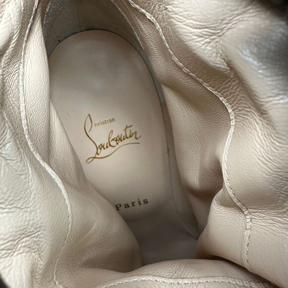 CHRISTIAN LOUBOUTIN Astro Pointue Black Puffer Ankle Boot Size 40 Nylon Stiletto - Picture 10 of 13